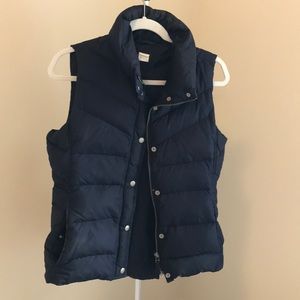 J.Crew navy puffer vest, size M